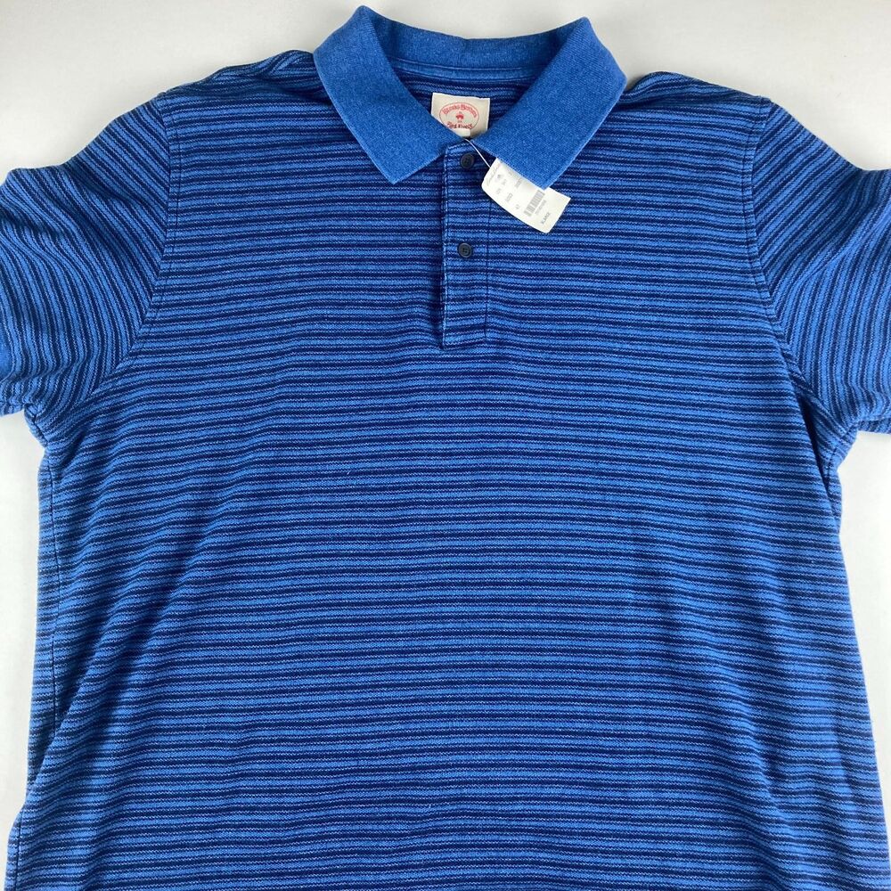 Brooks Brothers Red Fleece Polo Shirt Mens XL Blue Striped Cotton NWT